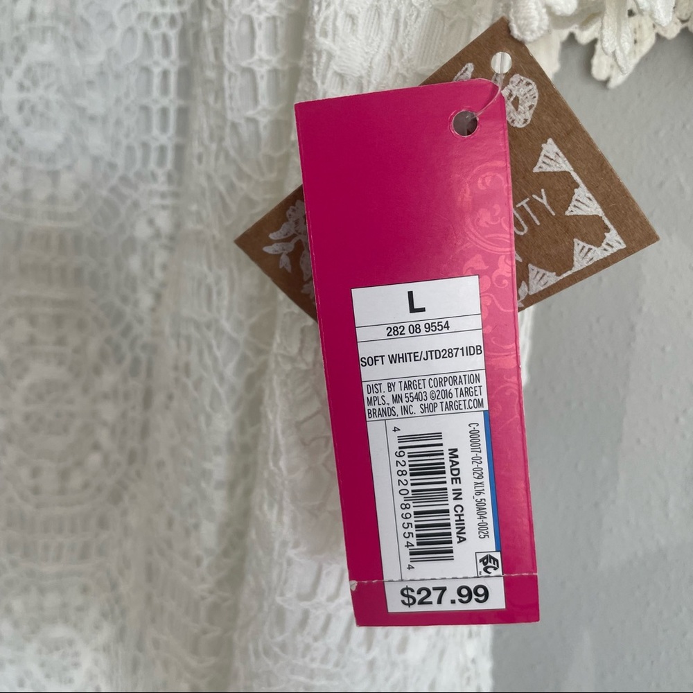 🌴NWT! Boho Crochet White Off-Shoulder Dress - Size Large - Picture 2 of 8